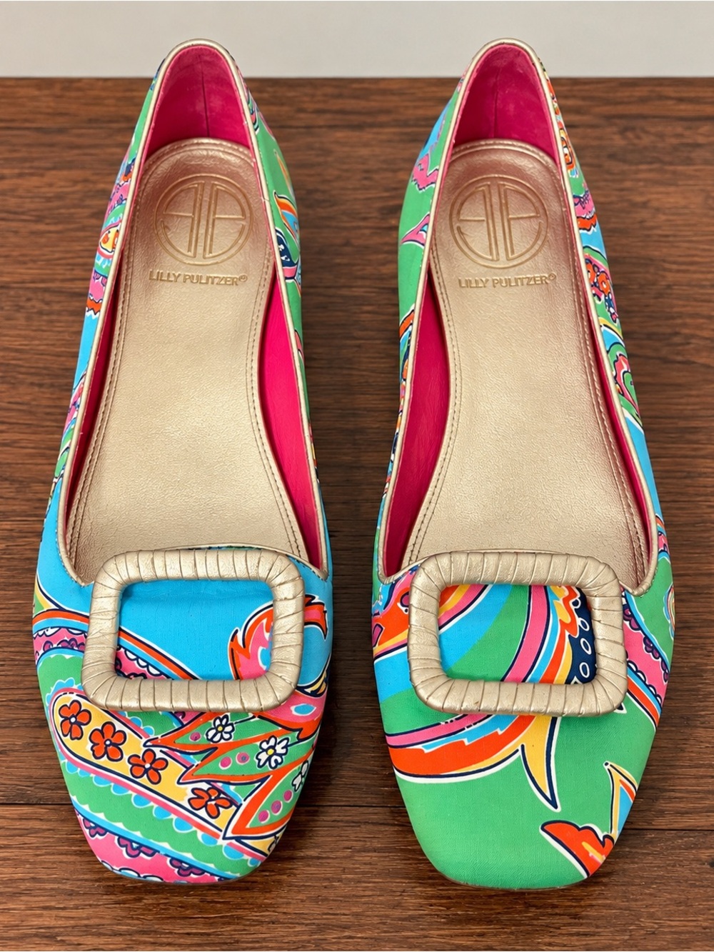 Lilly Pulitzer Multicolor Paisley Flat with Gold Buckle